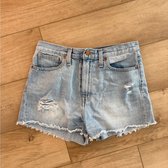 Madewell The Momjean Short in Lansdale Wash Ripped Denim Shorts size 27 - Picture 4 of 6